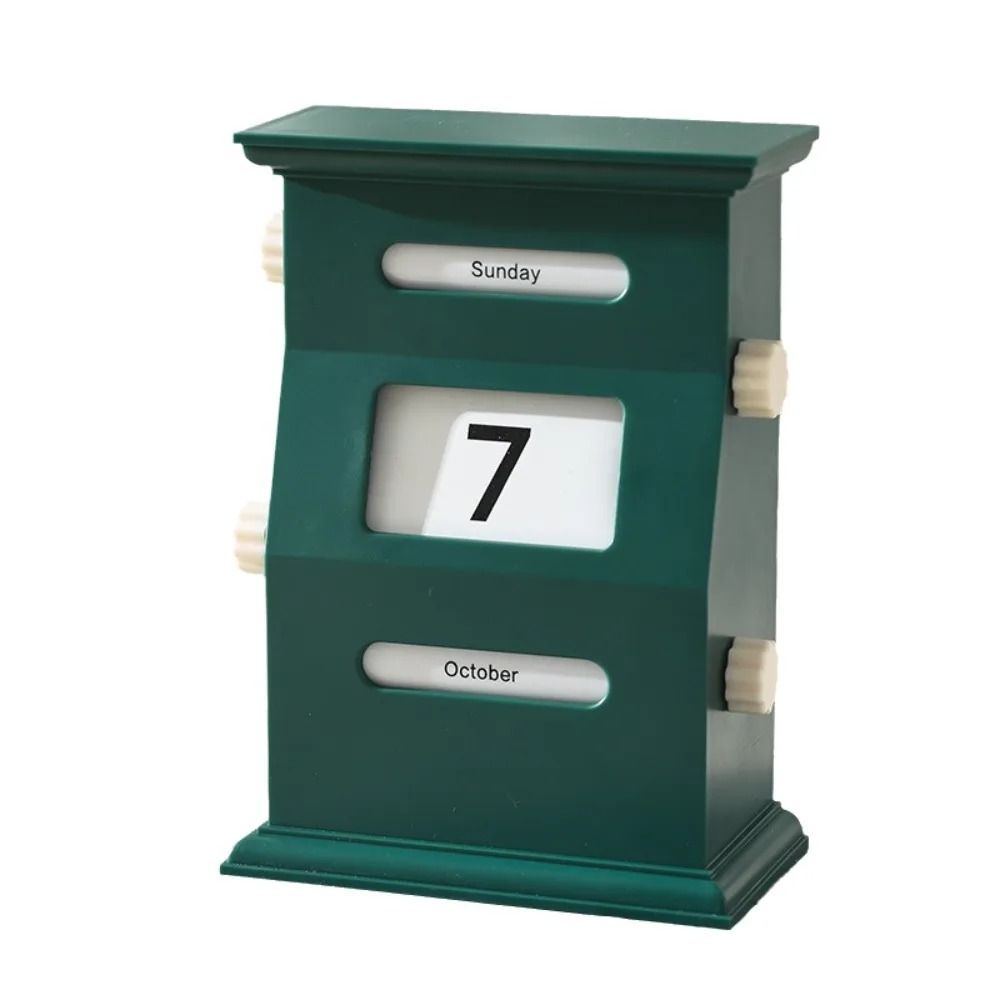 

Vintage Perpetual Desk Calendar Desk Date Display Rotation Block Calendar Plastic Light Luxury Retro Calendar Blocks Office