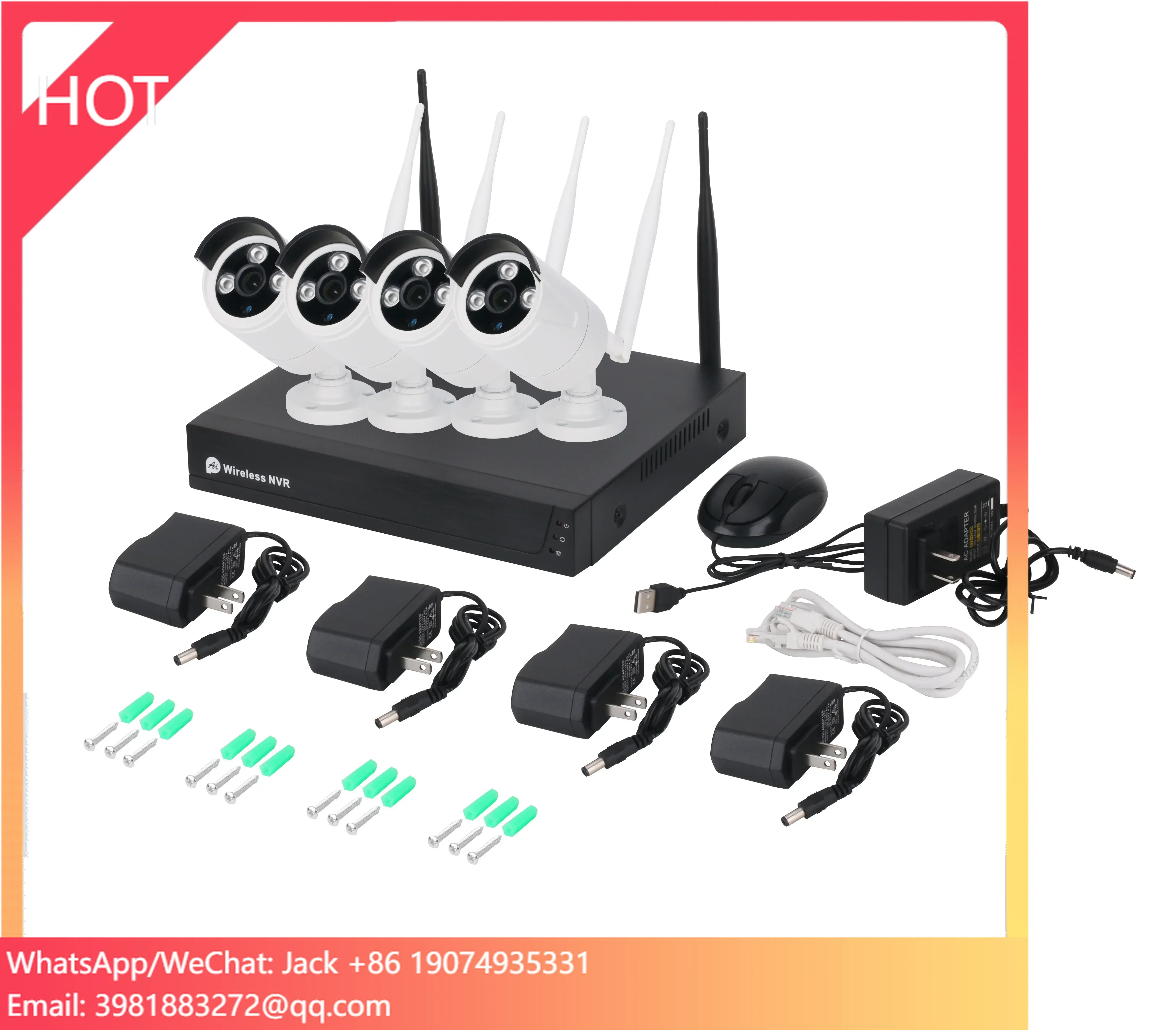 

2MP Tuya Smart Outdoor Wifi Security Camera Video Surveillance Kit 4ch System Wireless Cctv Nvr Kit 1080p