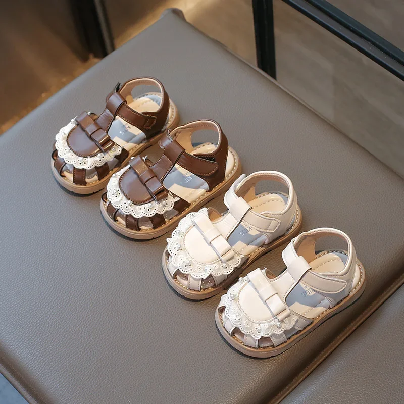 

Сандалии Для Девочек Baby Shoes 2025 Summer New Girl Sandals Fashion Princess Shoe Soft Sole Kid Shoes Lace Edge Designer Shoes