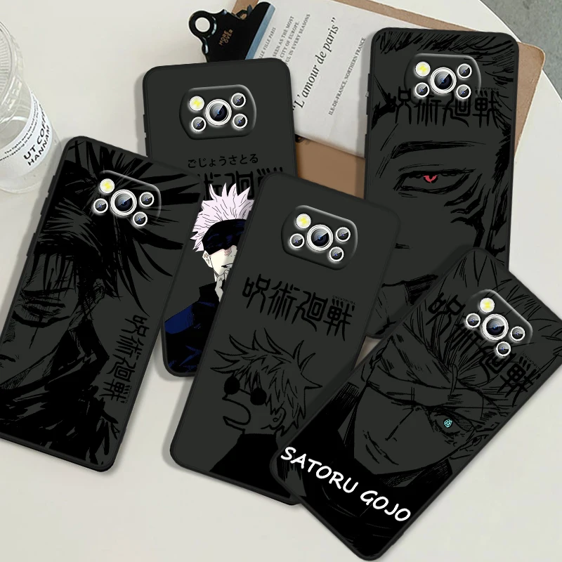 J-ujutsu K-aisens Anime For POCO X6 M6 C55 C50 C40 C3 F5 F4 F3 M6 M5 M4 4G 5G GT Pro Silicone Black Phone Case