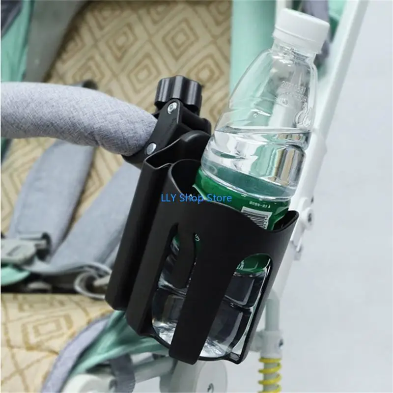 

T8UD 2 in 1 Stroller Cup Holder Rotatable Milk Bottle Storage Rack Trolley Accessory