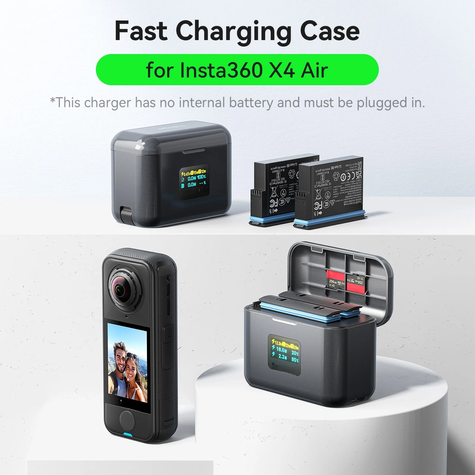 

Magnetic Flip Cover Portable Quick Charger For Insta360 X4 Air Battery Fast Charging Box X4 Air Charger Accessories