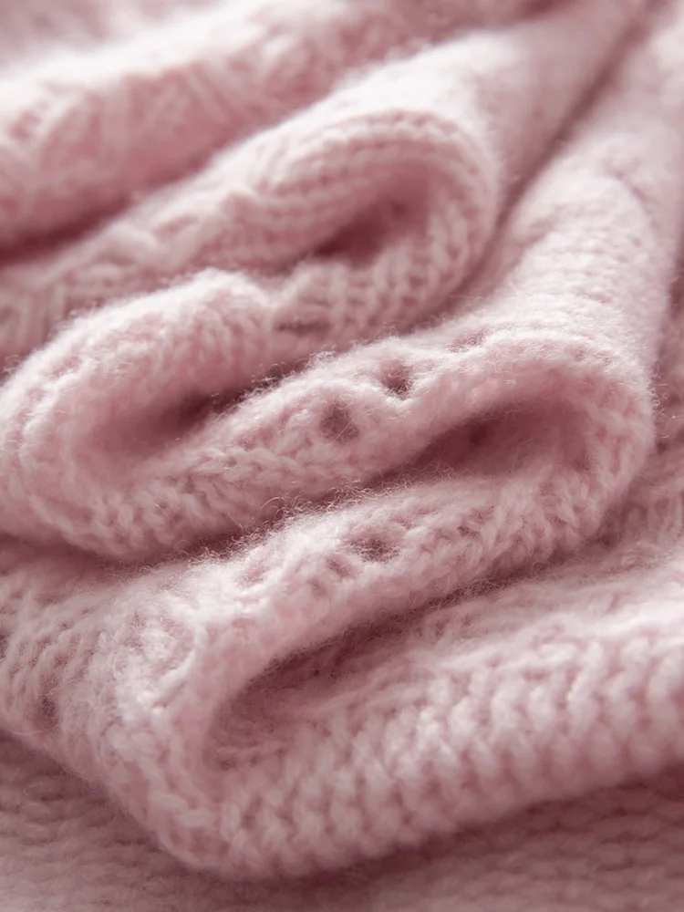 Chic Herbst Winter Grace Weiche Jacquard Hohl Strickjacke Neue V-ausschnitt Adrette frauen 100% Kaschmir Pullover Luxus gestrickte Tops