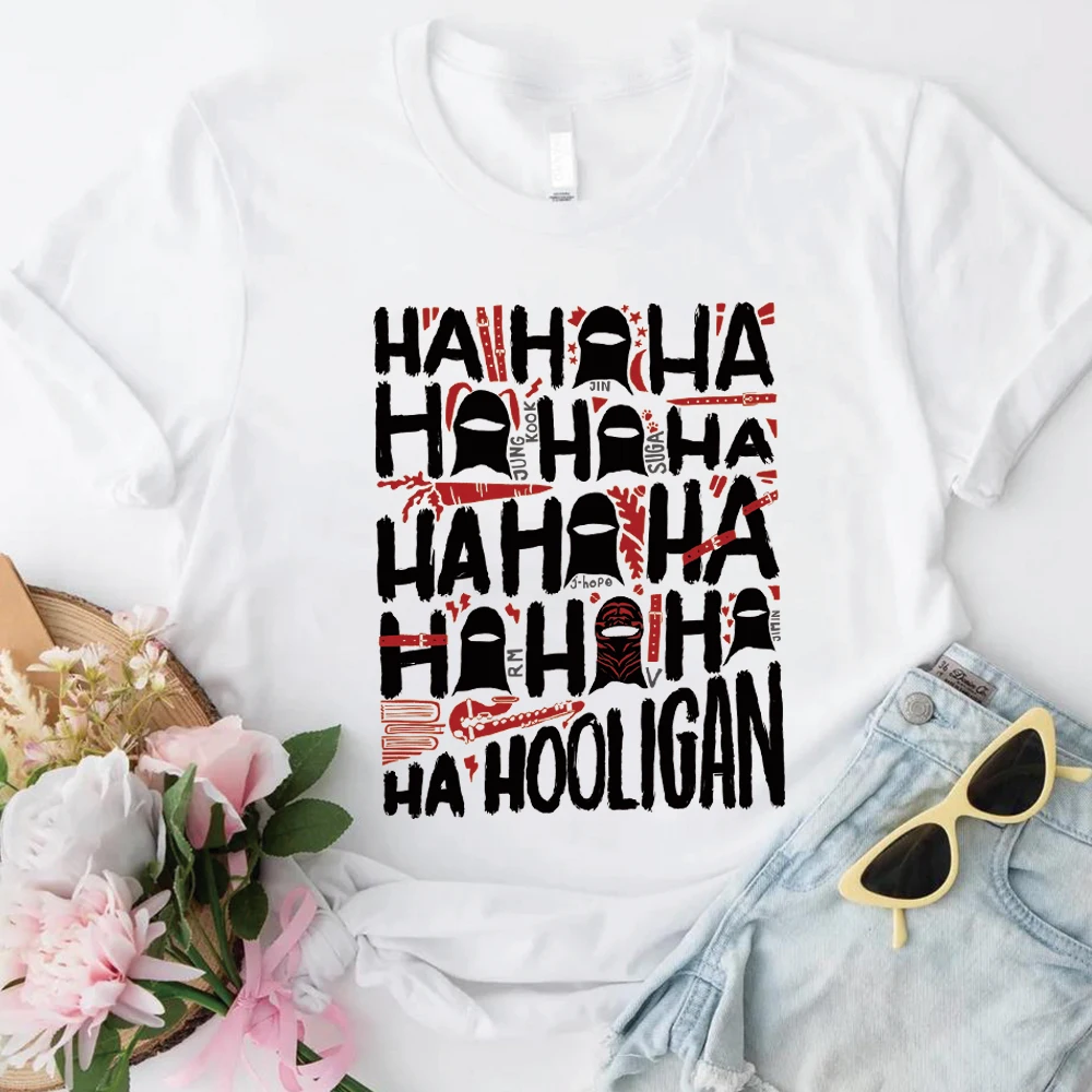 Hooligan Lyric T-Shirt Lustiges Kpop T-Shirt Retro Ha Ha Ha Grafik-Shirts Harajuku Konzert-T-Shirt Unisex Kurzarm-Oberteile Fan-Geschenke – Detail 6
