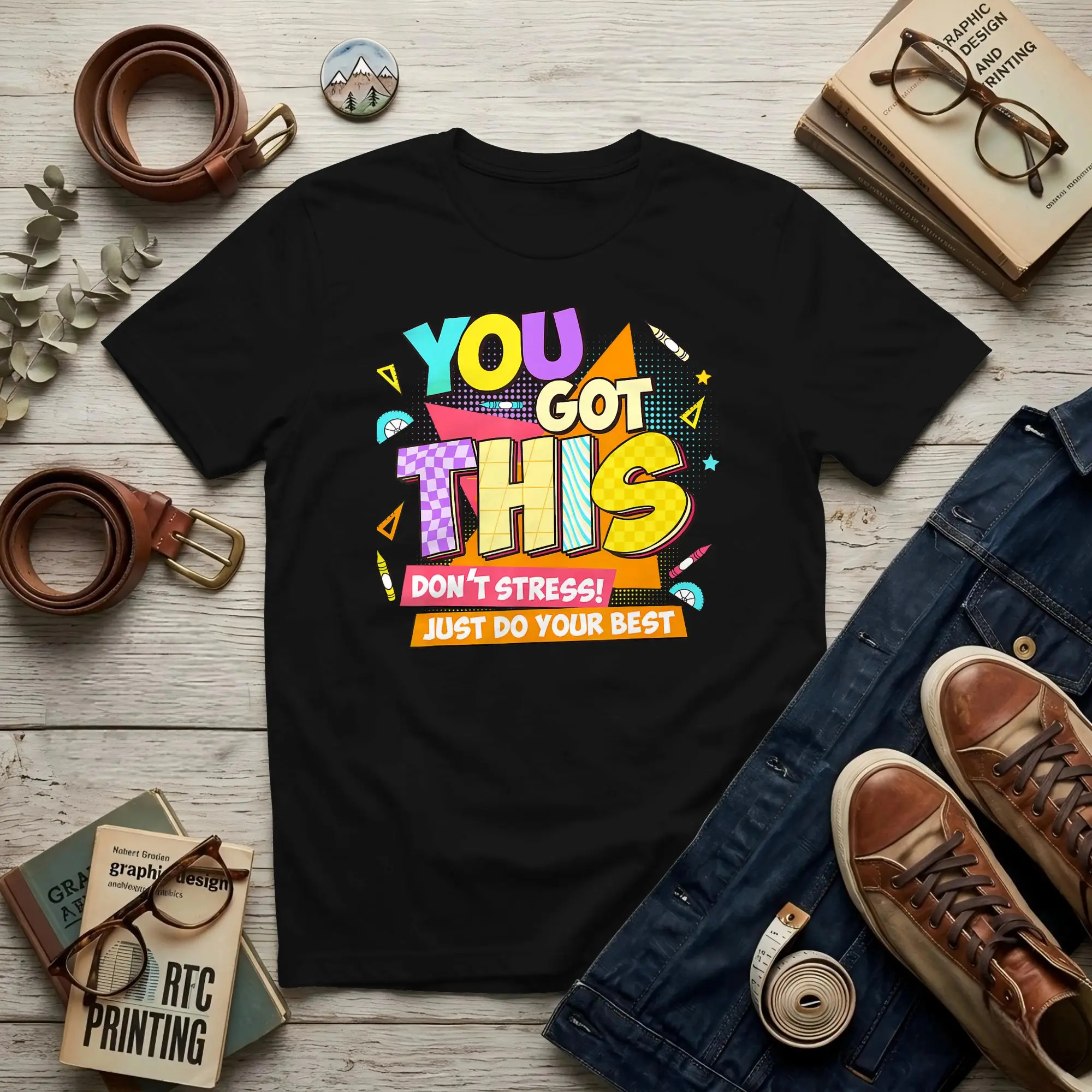 Motivational Cute Testing Day  Men's T Shirt Test Humor Tee Shirt Short Sleeve Crew Neck Pure Cotton Gift Clothing T-Shirt