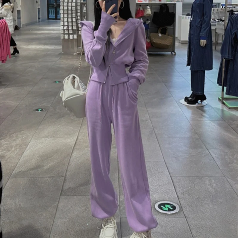 Early Autumn Milk Series Sweatshirt Casual Sportswear Set Women's Internet Celebrity Street Style Quick-Live Wide Leg Pants T...