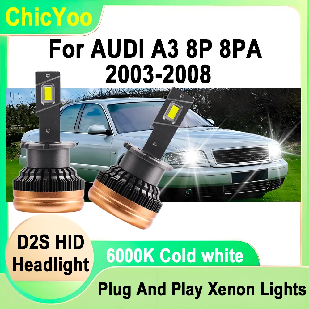 

2 шт. D2S HID лампы для фар 120 Вт автоматические HID ксеноновые фары 6000K супер белые для AUDI A3 8P 8PA 2003 2004 2005 2006 2007 2008