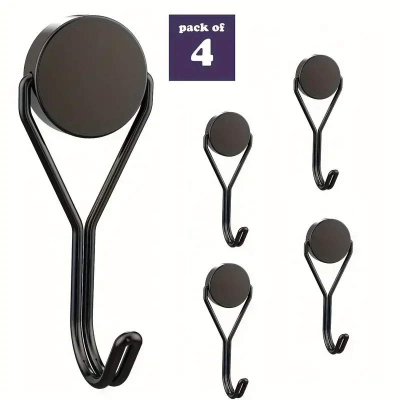 4Pcs kitchen Versatile Heavy-Duty Magnetic Hooks - 26Lbs Swivel Neodymium Magnets - Multipurpose Hanging Solutions for Home