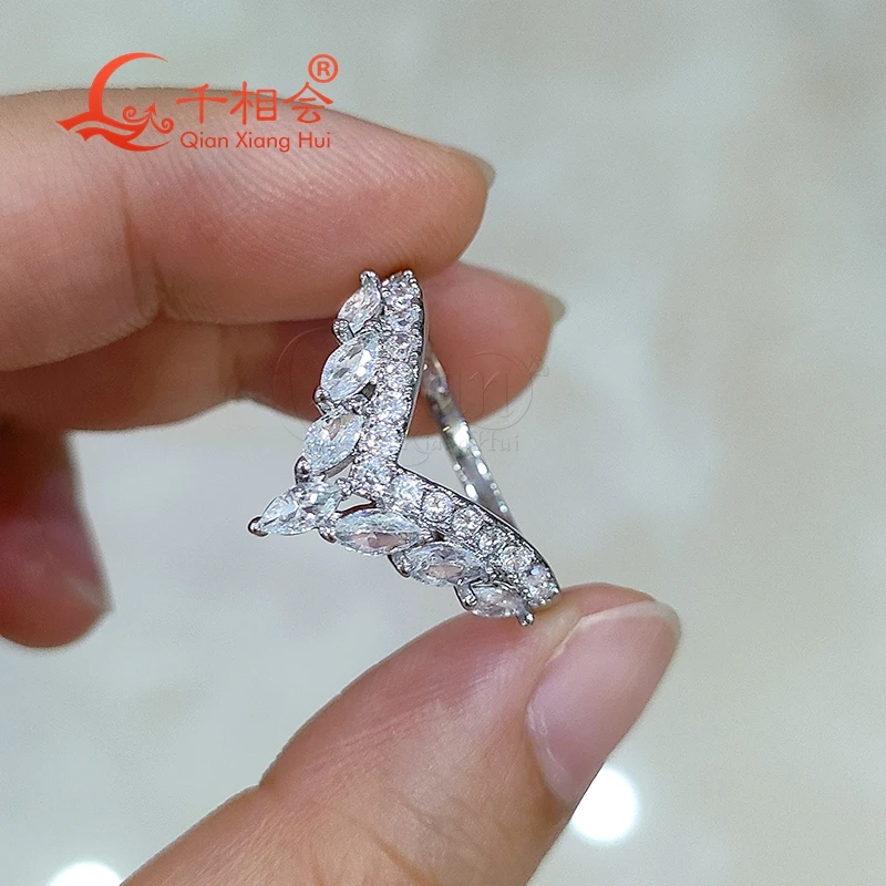 2.5*5mm marquise crown Sterling 925 Silver ring  Moissanite hip hop Ring Men women Diamonds Male fine Jewelry gift dating