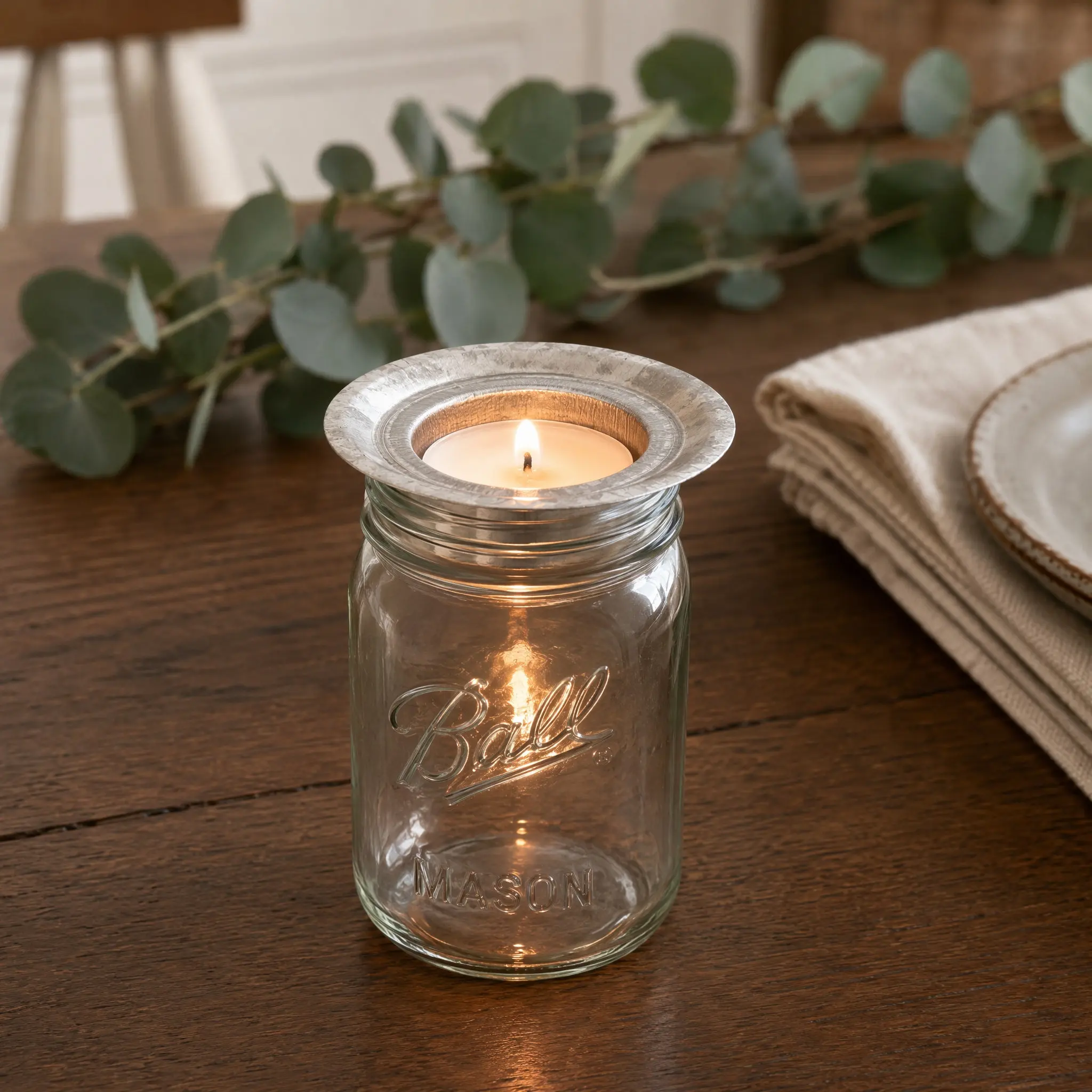 10Pcs Stainless Steel Jar Lid Insert for Regular Mouth Jars Tea Light Holder Minimalist Decorative Indoor Jar