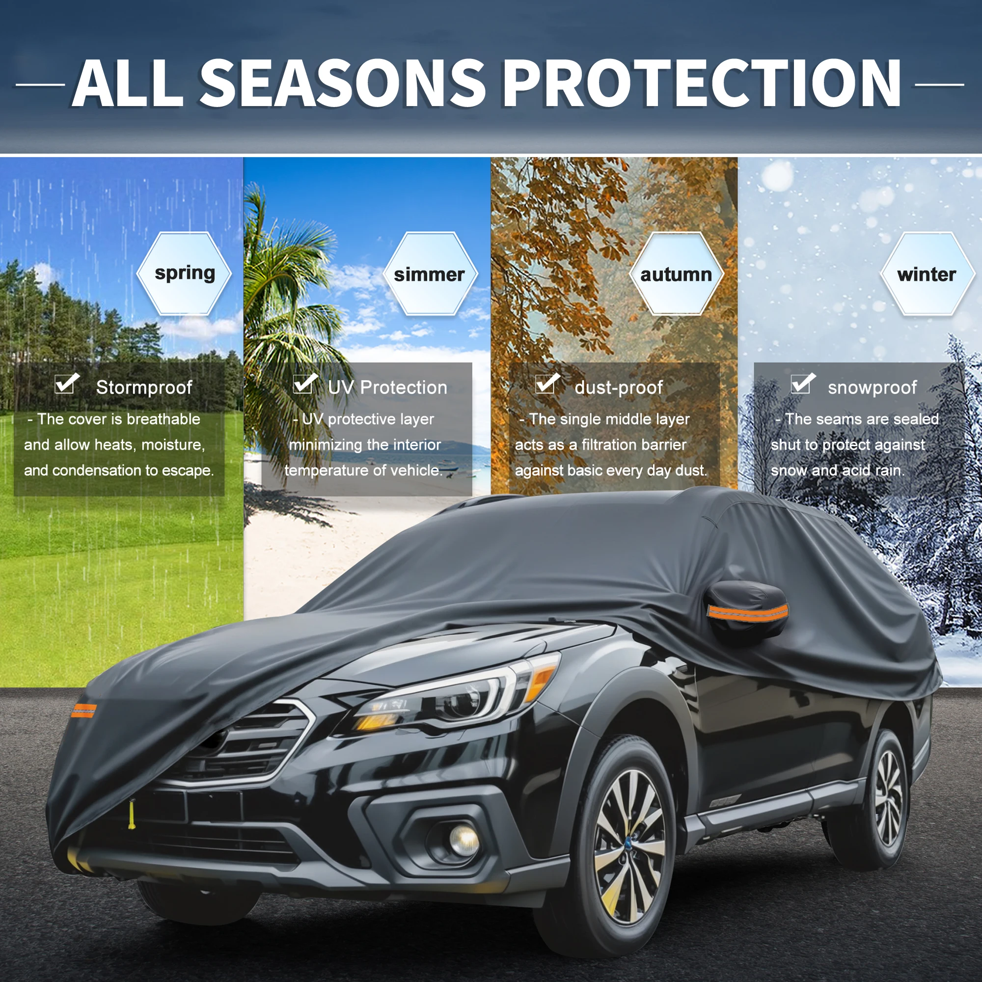 

Uxcell Car Cover W/ Left Side Door Zipper Aluminum Film for Subaru Outback