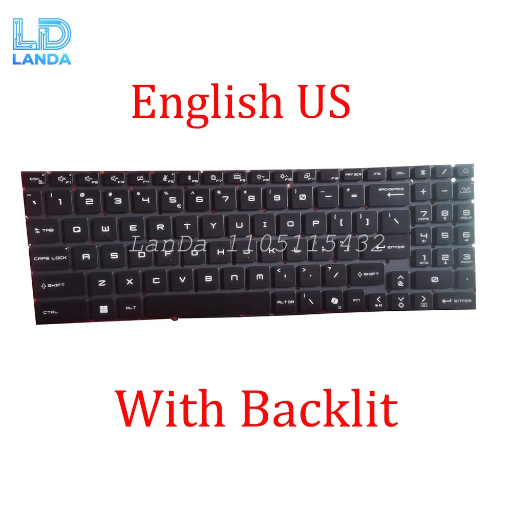 

Черная клавиатура с подсветкой для ноутбука MSI Creator A16 AI + A3XVGG A3XVFG A3XVEG A3HVGG A3HVFG A3HVEG, английская, американская, без рамки, новая