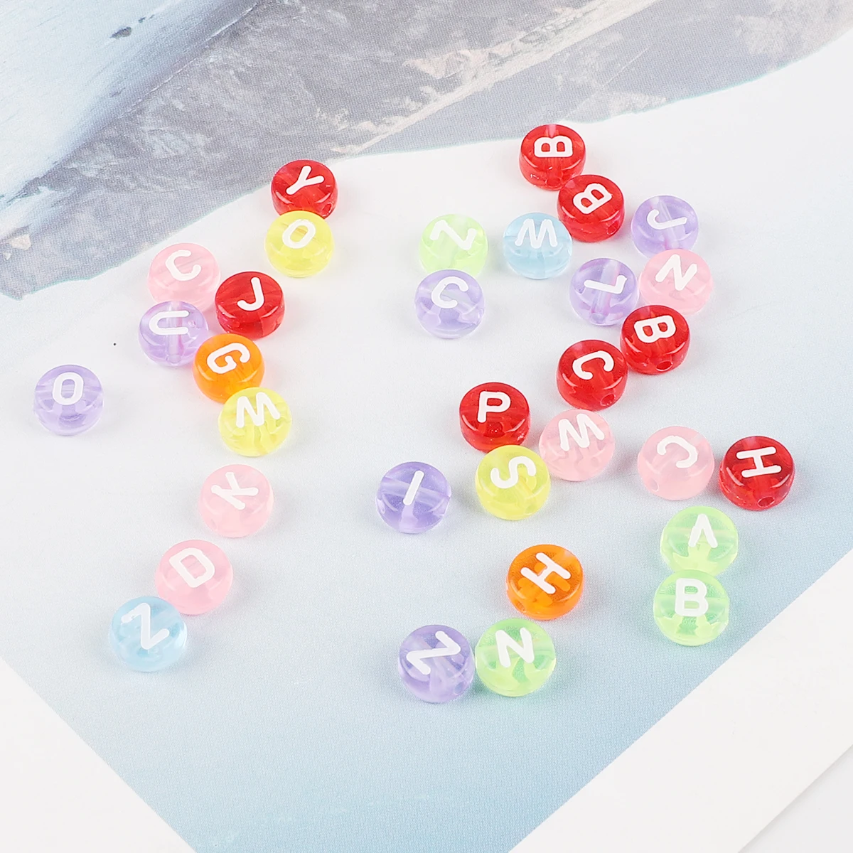 Perles Alphabet Acrylique Transparentes 7mm X 4mm - Lettres Aléatoires - Création Bijoux Et Accessoires