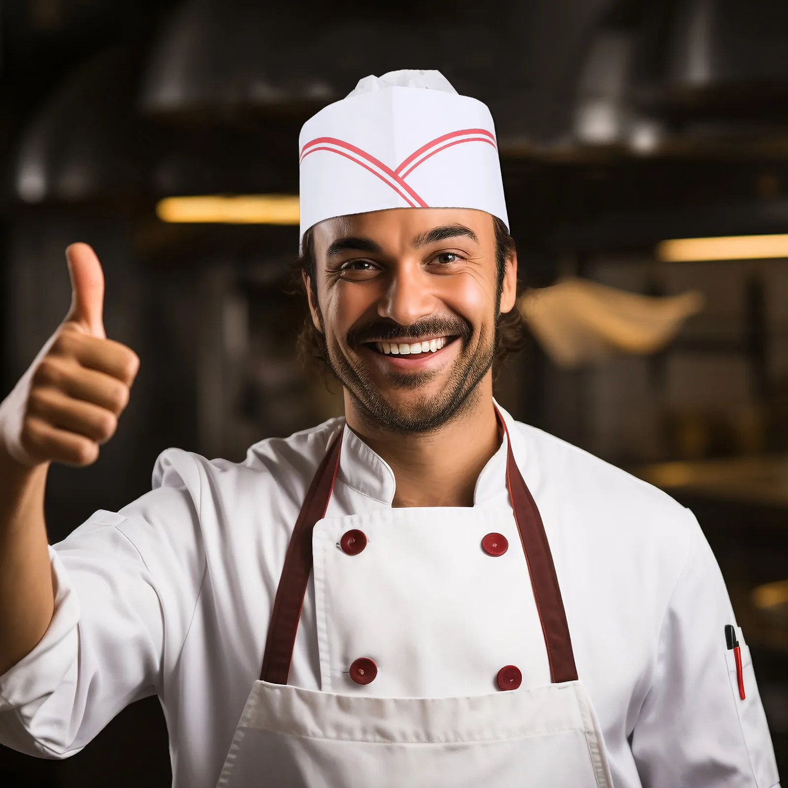 20pcs Chef Hat Disposable Lightweight Paper Hats Adjustable Size Air Holes Classic Design Universal Chef Wear Kitchen Cooking