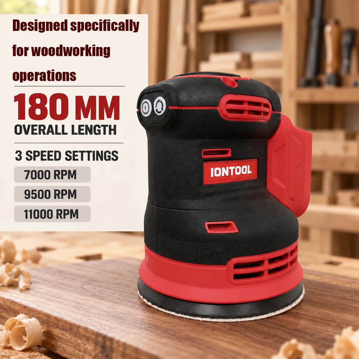 IONTOOL 180mm High Speed Cordless Sander Balanced Design for Wood Door and Window Frame Fine Sanding House Use Tool