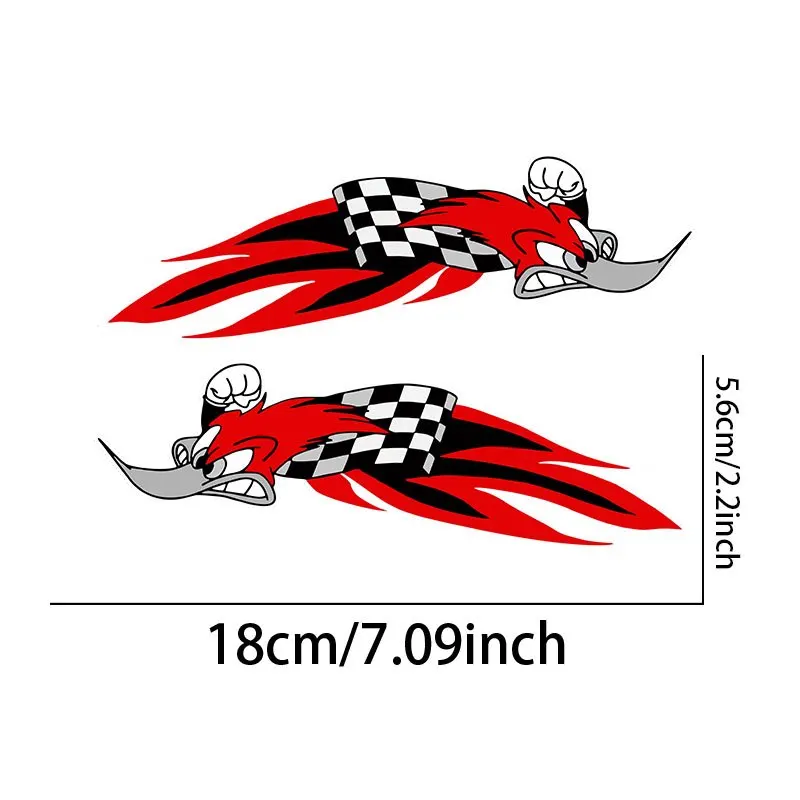 Funny Woodpecker Checkered Flame Vinyl Decal Waterproof Universal for Motorcycle Gas Tank Electric Bike Window Mirror Decoration