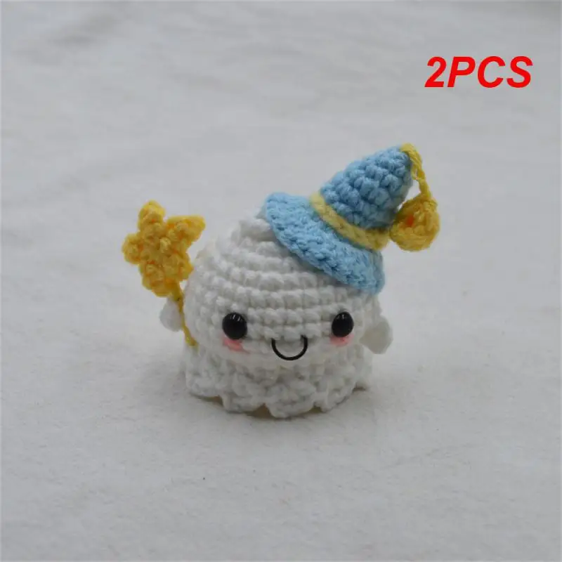 2PCS Wool Crocheted Doll Minimalist Easy To Grip Light Weight Easy To Carry Soft Texture Statues And Miniatures Car Pendant