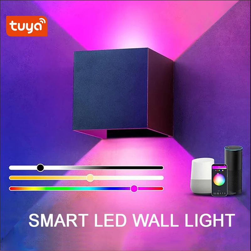 Tuya RGBCCT Smart Outdoor Wall Light Dimmable Color Changing Porch Light Compatible with Smart Life App Alexa Google