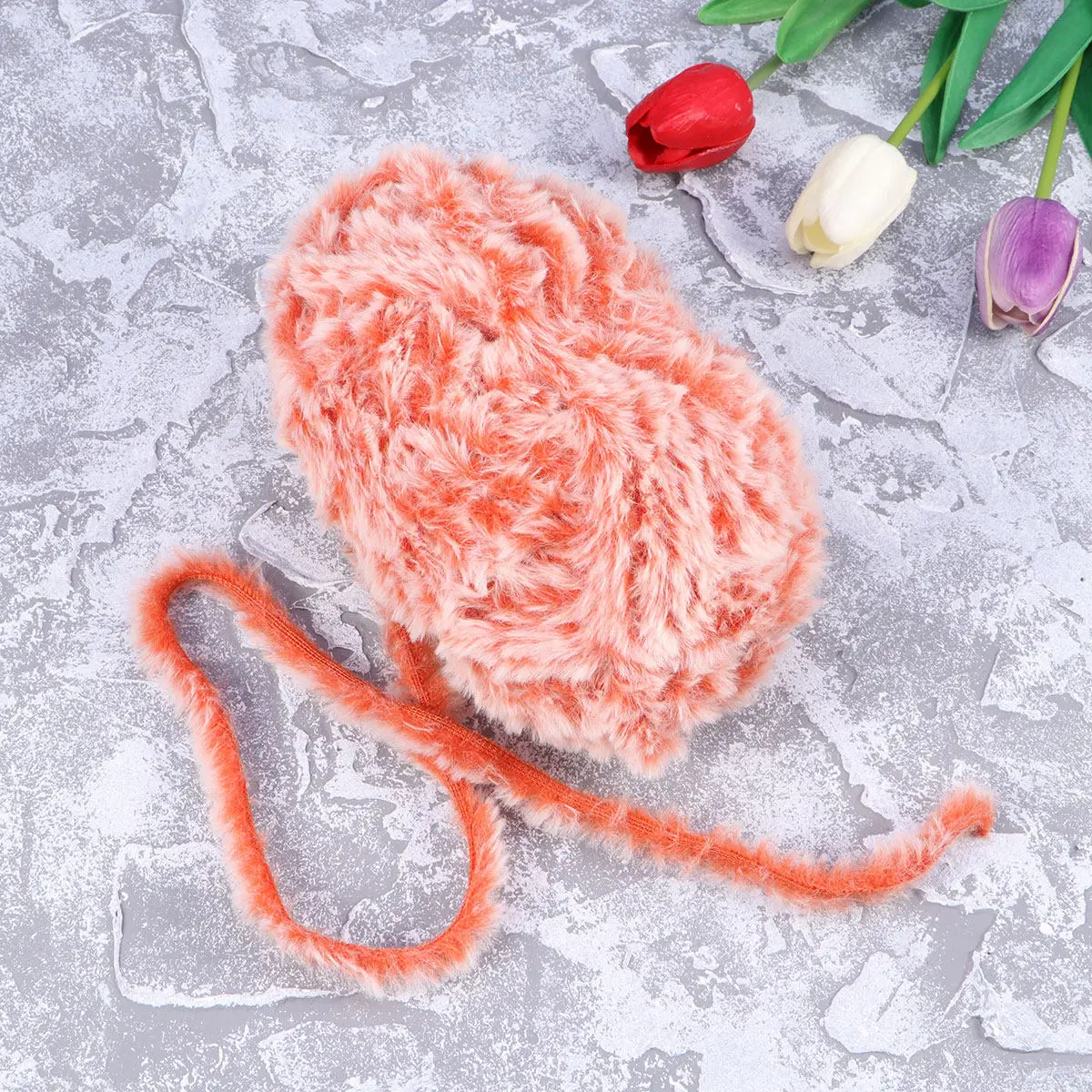 2Pcs Imitation Wool Super Soft Eyelash Yarn for Crochet Knit Scarfs Hats Blankets Anti-Pilling Acrylic Fiber Hand Knitting Warm
