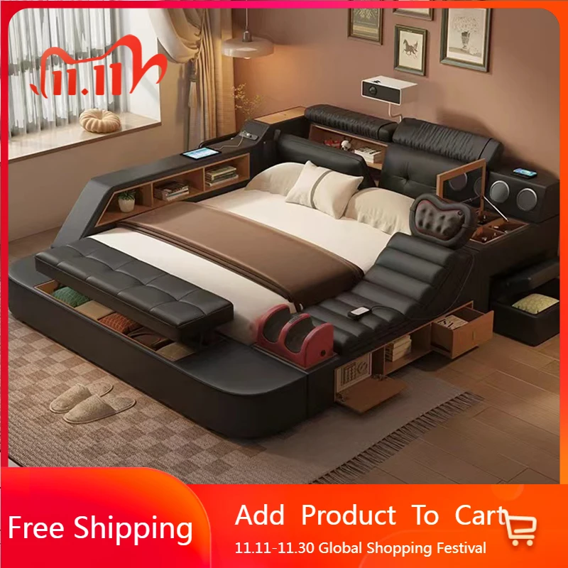 

Chinese Creative Bed Cheap Soft Aesthetic Modern Universal Fashion Interior Multifunctional Bed Ergonomic Beliche Home Design
