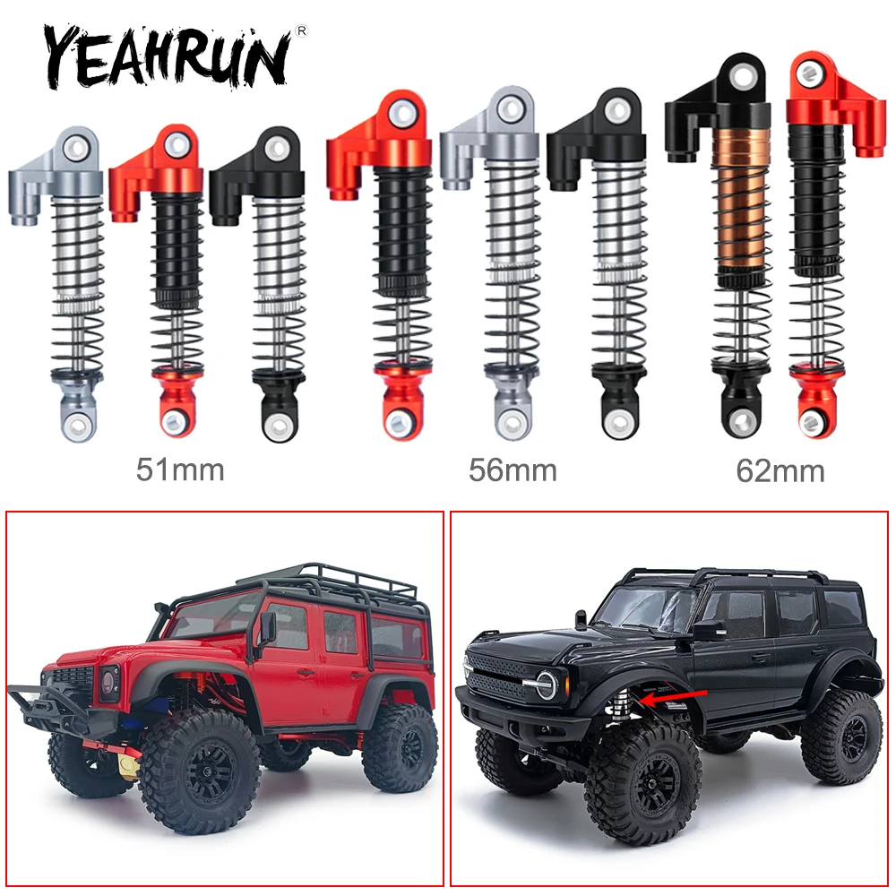 YEAHRUN 4Pcs Metal Alloy 51/56/61mm Oil Shock Absorber Damper for TRX-4M Bronco Defender 1/18 RC Crawler Car Model Upgrade Part