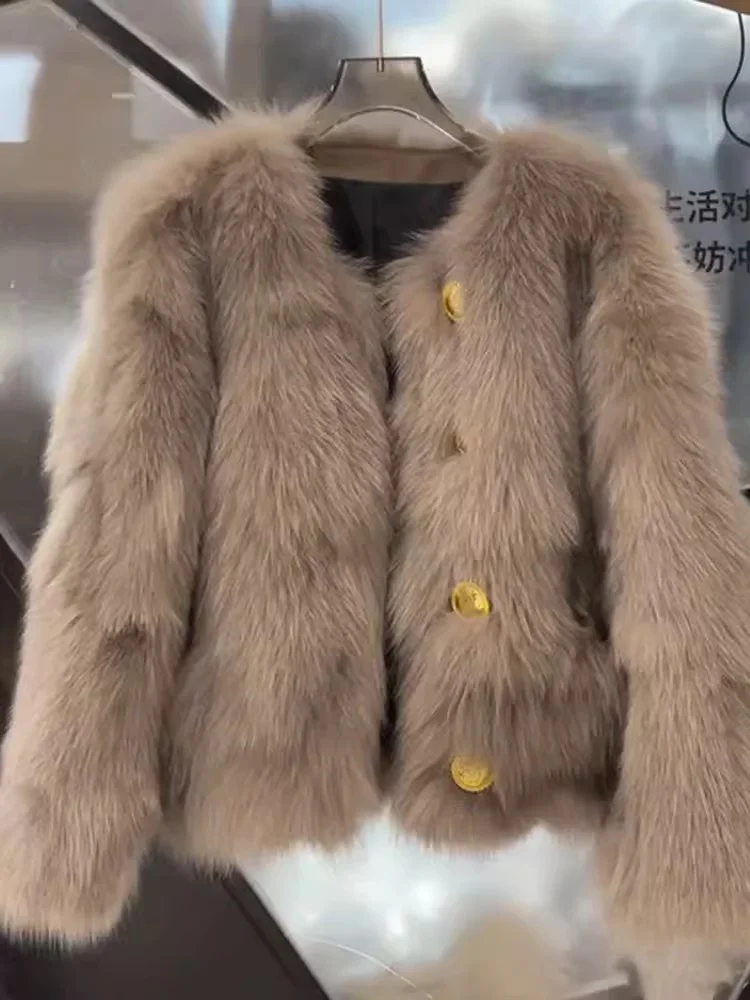 Fur Outerwear Woman Autumn and Winter 2023 New High-grade Short Thick Imitation Fox Fur Top Warm Furry Coat Female