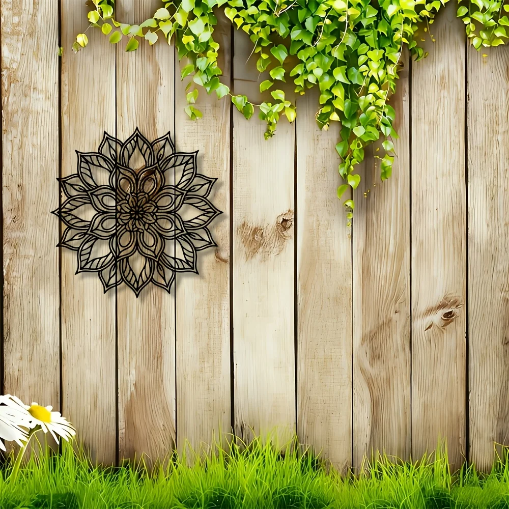 2D Flat 1pc Mandala Metal Wall Art Iron Floral Pattern Wall Decor Yoga Room Wall Hanging Plaque