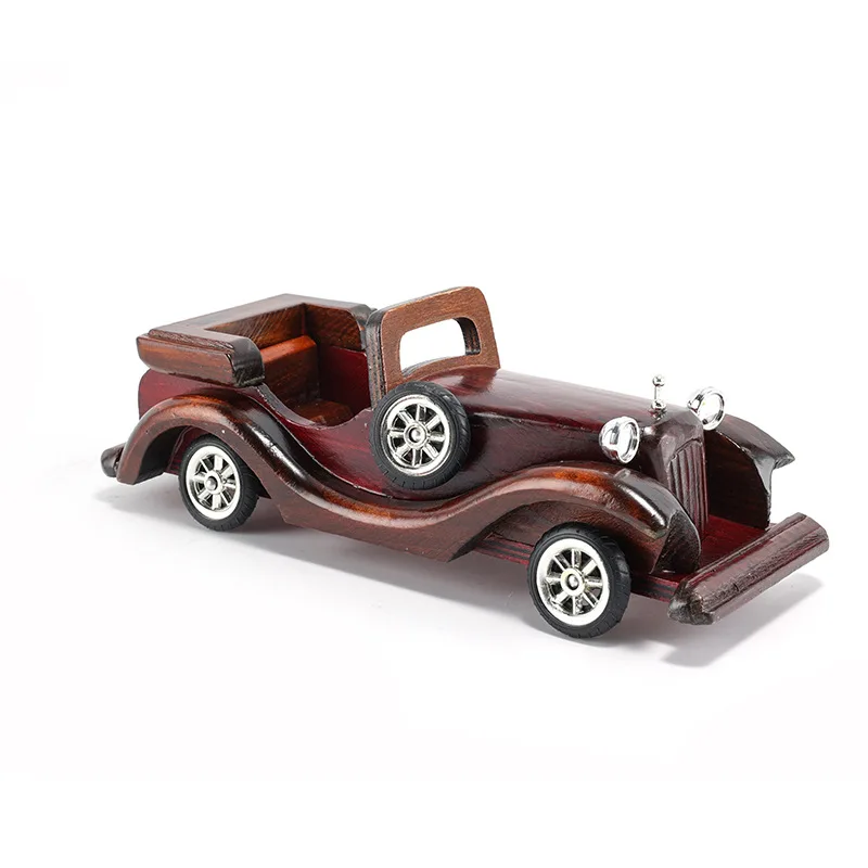 Wooden Car Model Home Room Decoration Desk Ornaments European Vintage Creative Wood Crafts Cars Home Furnishings Decor Gift