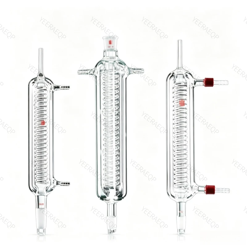 SYNTHWARE Jacketed High-Efficiency Reflux Condenser,Borosilicate Glass Cooler,Straight Reflux Condenser Tube C44/C59