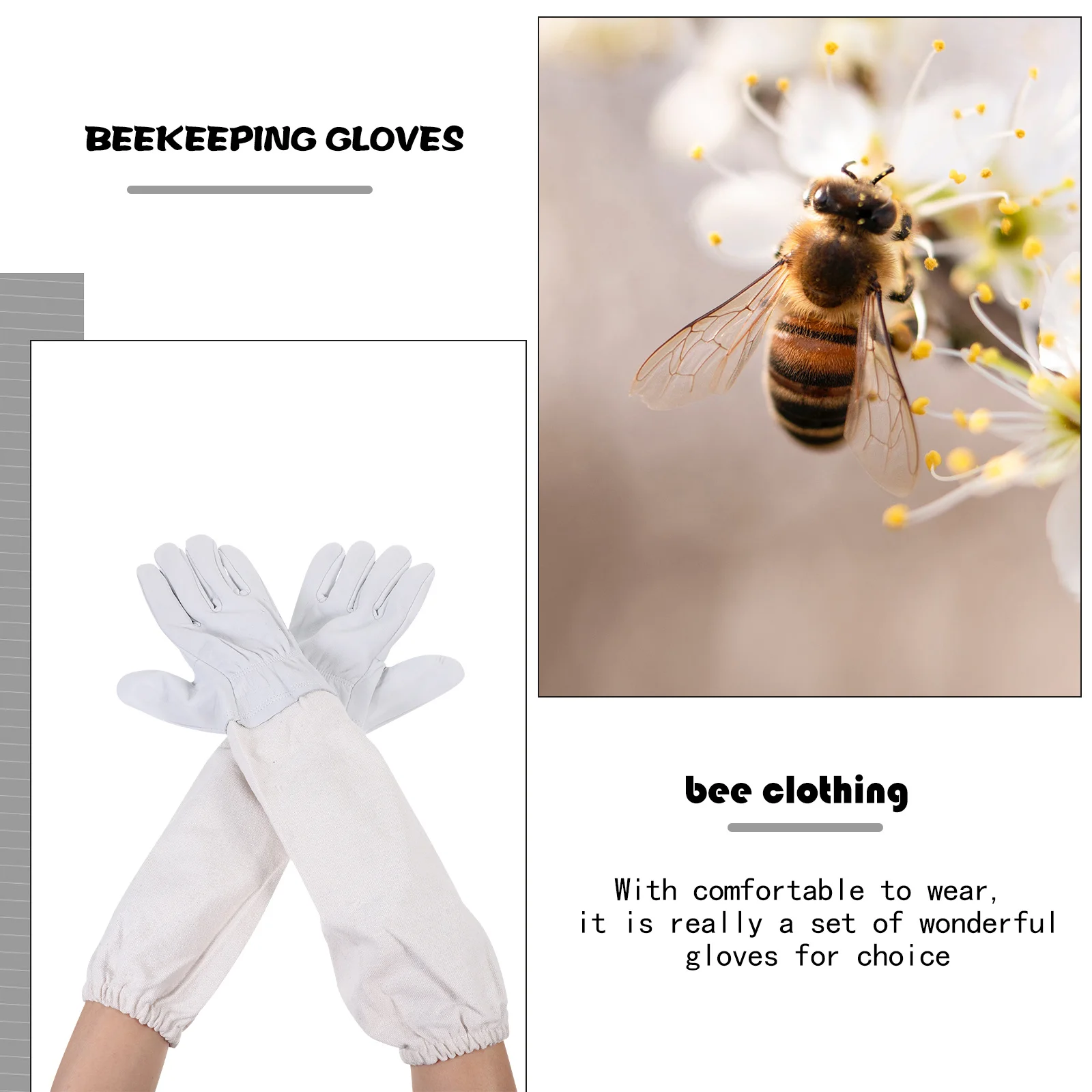 

1Pair Beekeeping Protective Gloves Lightweight Durable Work Gloves for Industrial Gardening Labor and Fingerprint Protection