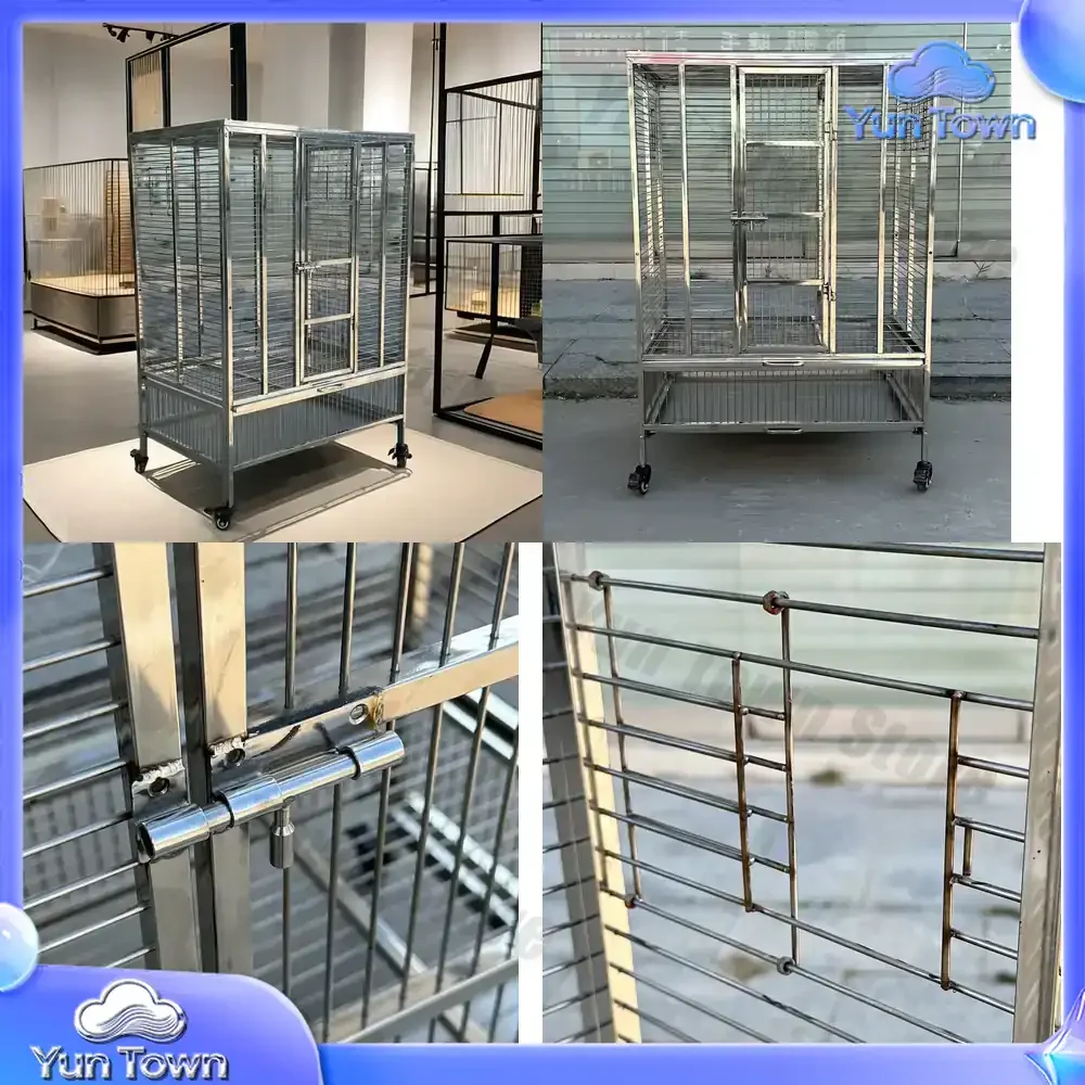 Luxury Modern Professional Stainless Steel Parrot Birds Cages Factory Supply Customized Bank Kennels Most Plastic Tray