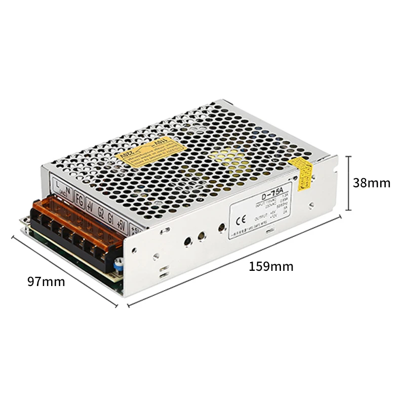 75W Dual Output Switching Power Supply 5V 10V 12V 15V 24V D-75A D-75B D-75C +5v -5v +12V -12V +15V -15V  -24v Ac Dc Converter