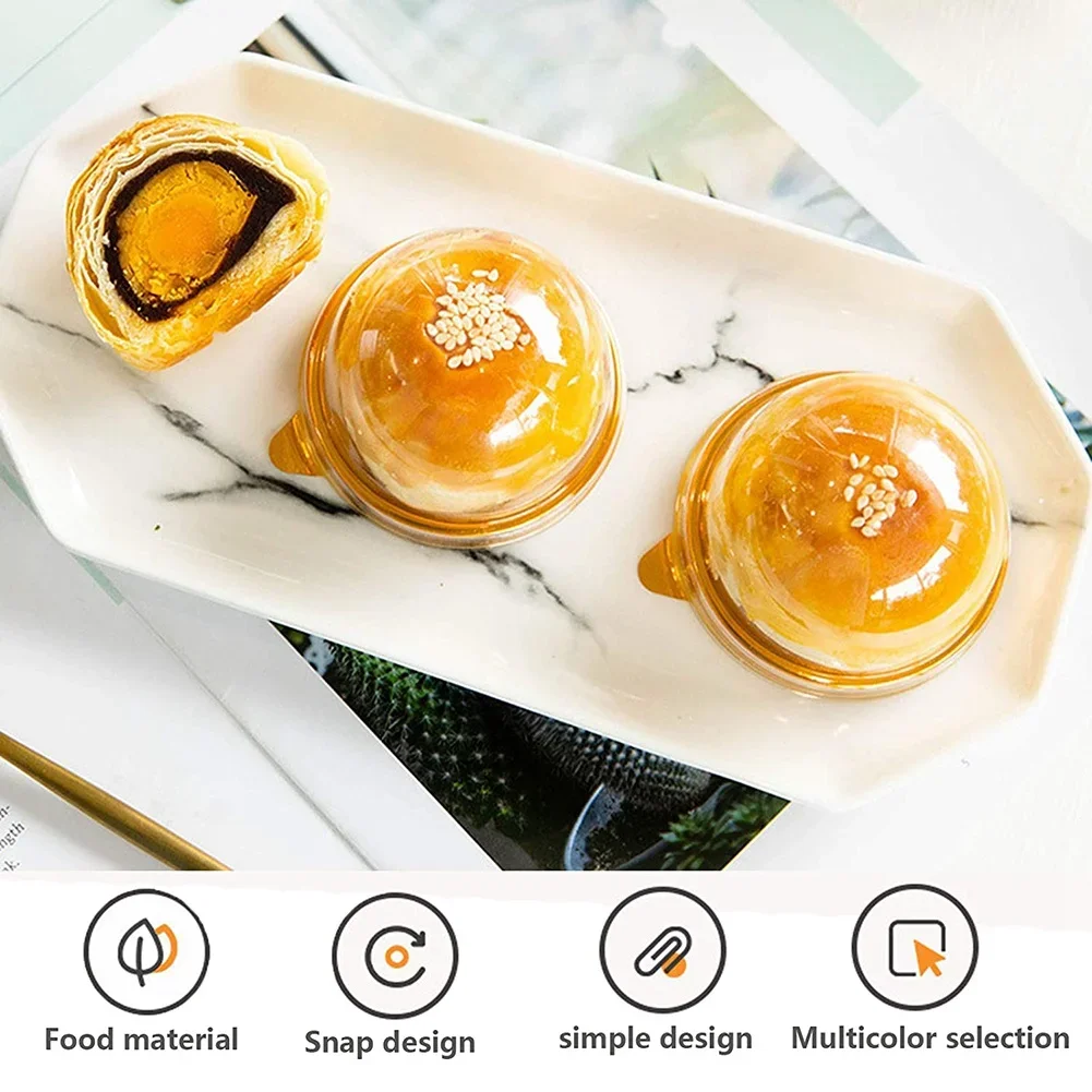 50PCS Clear Plastic Mini Cupcake Box Round Cupcake Mooncake Dessert Container Box Cookies Muffins Dome Box