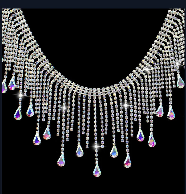 5 Meter Strass-Kette Glitzer Kristall Diamant DIY Kunst Kleidung Hochzeit Geschenk Dekoration Unregelmäßige Quaste 9CM Strass-Band – Detail 4