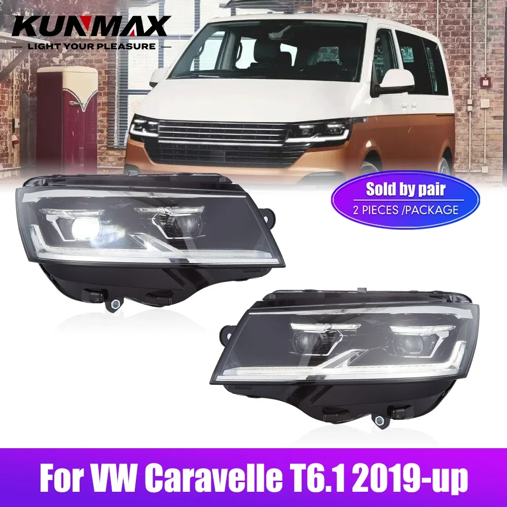 Pair Of LED Car Headlight Assembly For Volkswagen Caravelle T6.1 2019-up Headlights Tuning Signal Plug And Play Front Head Lamp