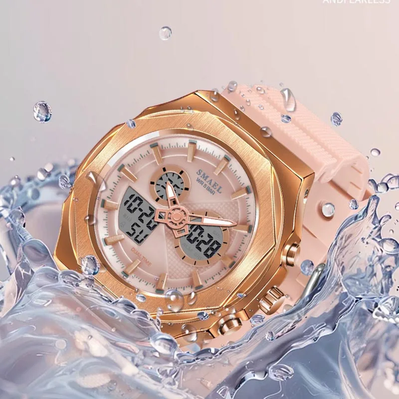 Women Sport Watches Quartz Wristwatchesk Girls Watches  Dual Tiem 50M Waterproof Watches Female 8102 Shockproof Sports Watches