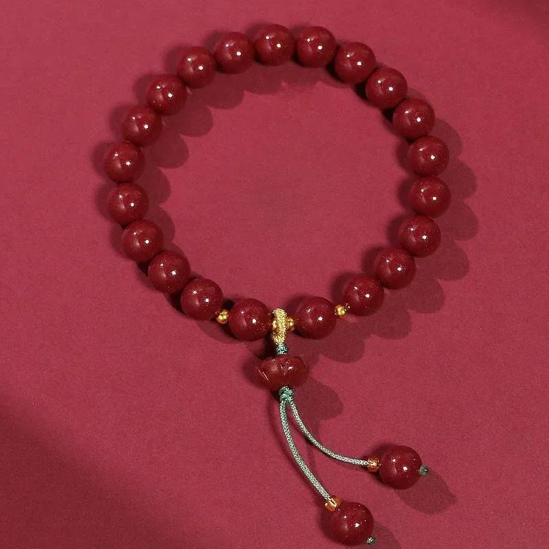 

Natural Cinnabar Bracelet Lotus Lucky Rough Stone Raw Ore Purple Gold Sand Year of Fate Bracelet