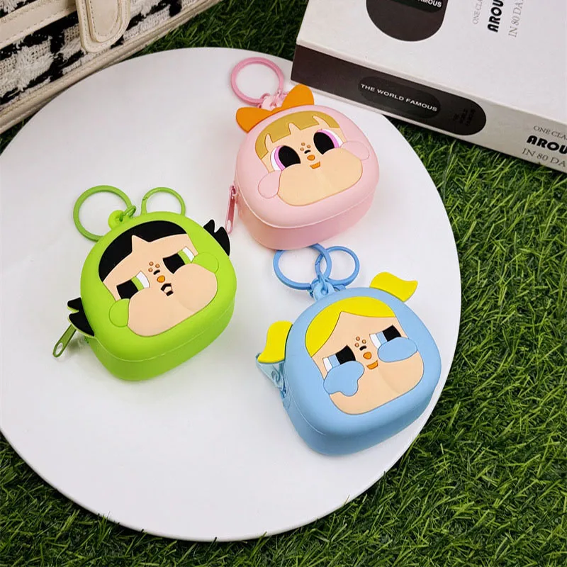 New Powerpuff Girls Series Vinyl Face Cry Emote Toys Cartoon Keychain Bag Pendant Ornament Decor Children Charm Birthday Gift