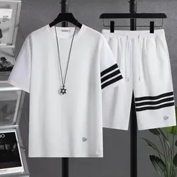 2024 Summer Patchwork Sports Suit O Neck Half Sleeve T Shirts Comfortable Outfit Set T-Shirt and Shorts Sets 2 Piece Set