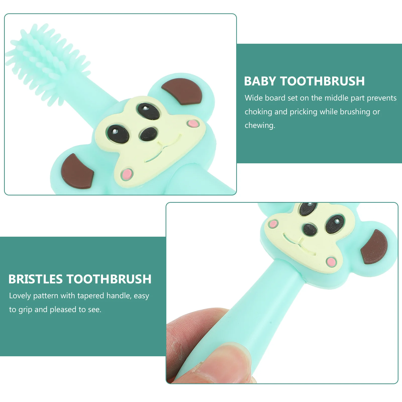

Детская зубная щетка, силиконовый прорезыватель, полная щетина, зеленая широкая доска, безопасная обучающая зубная щетка для чистки зубов для малышей