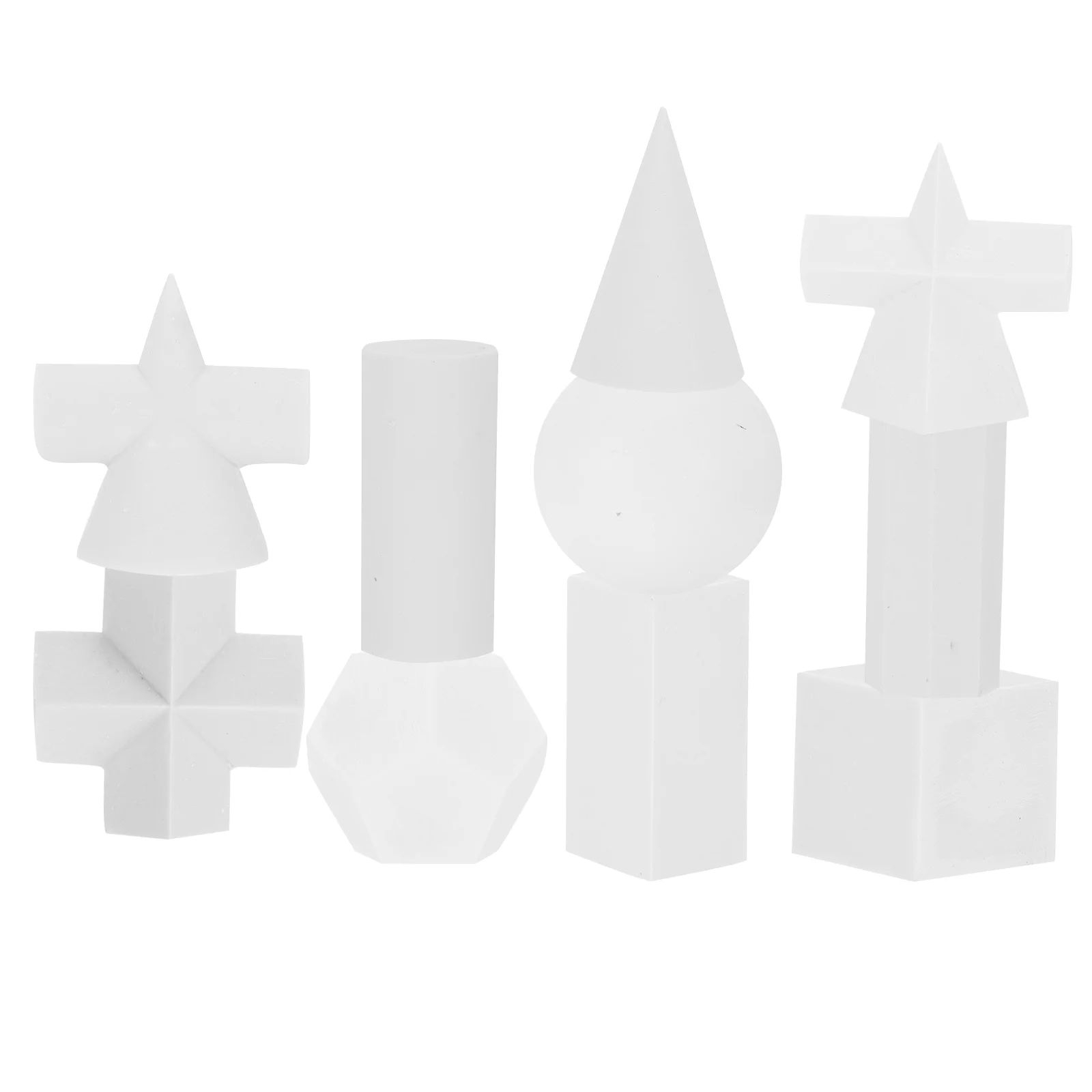 10 Pcs Small Sculpture Decor Sketch Geometry Geometrical Sketching White Resin Practice Figurine