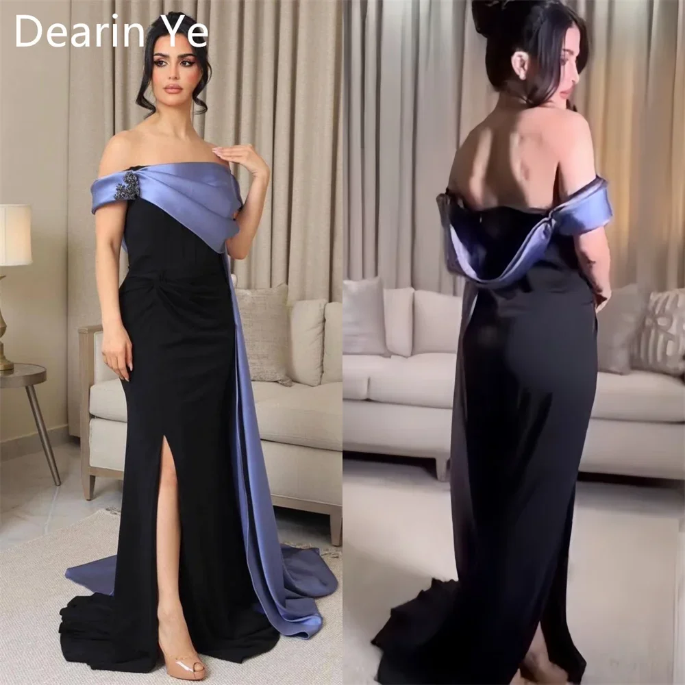 

Customized Formal Dress Dearin Off-the-shoulder A-line Floor Length Skirts Draped Shirred Layered Bespoke Occasion Dresses Saudi