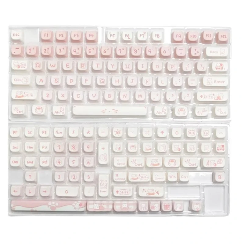 

652F Mechanical Keyboard Keycaps 134Pcs Lovely Kitten Party Theme Keycap Full Set, MAO Height Comfortable Typing