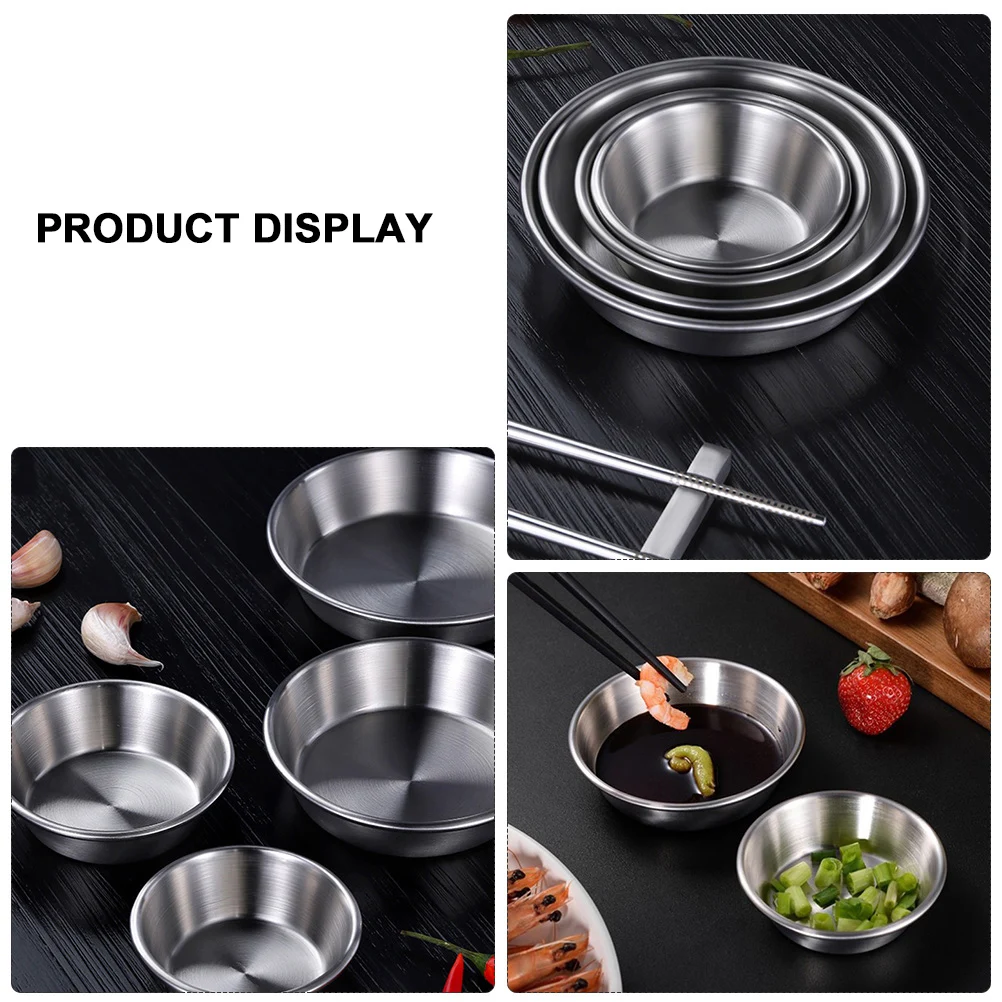 

4pcs Stainless Steel Sauce Dishes Round Small Bowls for Dipping Condiment Containers Flavor Seasoning Tableware Sets Kitchen