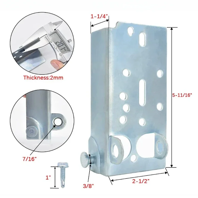 1Pair Garage Door Bottom Lifting Brackets for 7/16in Stem Roller Left and Right with Bolts Heavy-duty Galvanized Steel