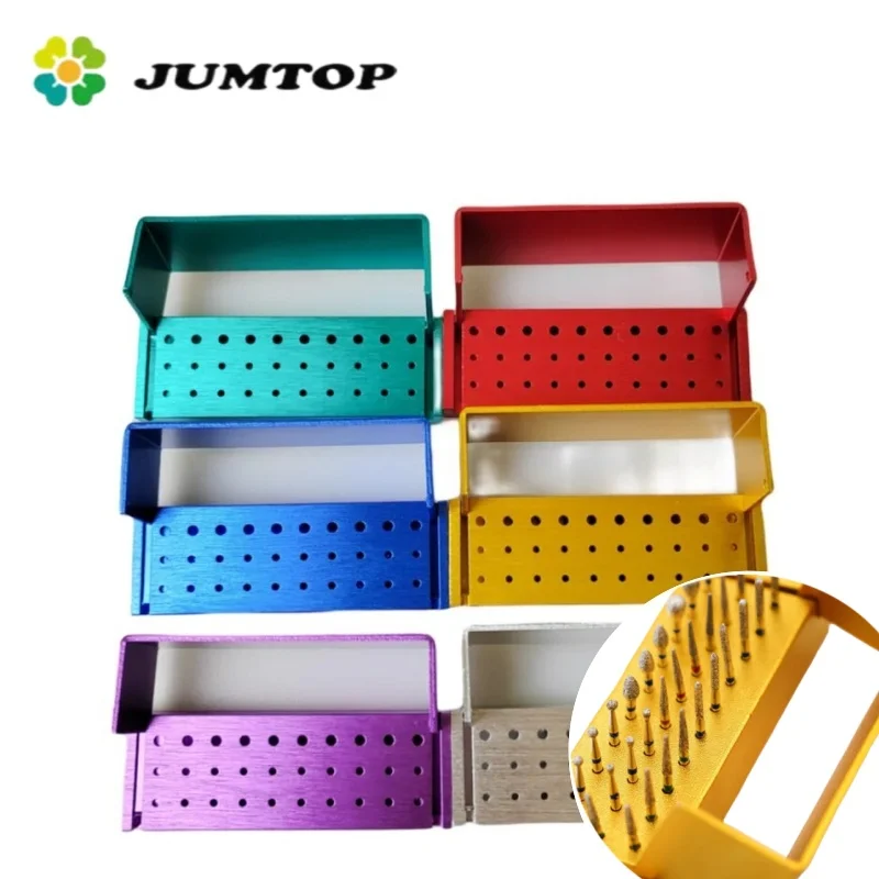 

JUMTOP Dental Burs Drill Disinfection Block 30 Holes Autoclavable Aluminium FG Bur Sterilization Holder