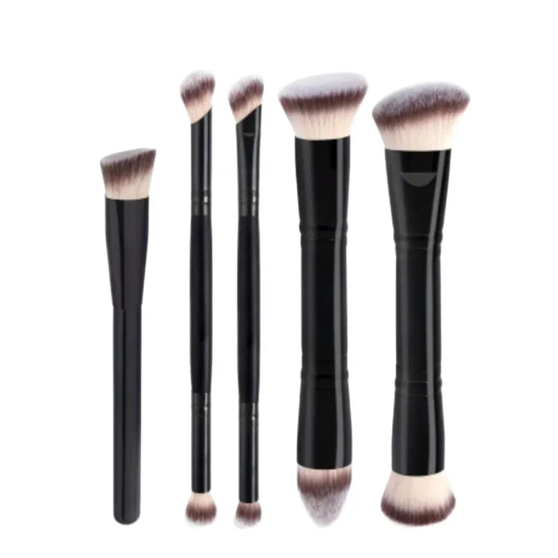 Pincel de blush para base de ponta dupla, pincel único de três cores com cerdas macias para contorno de maquiagem, pó solto, pincel de maquiagem, recém-chegado