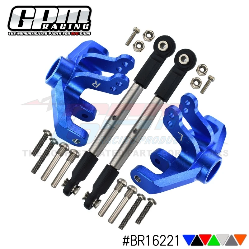 GPM Aluminum Front Knuckle Arm + Stainless Steel Adjustable Tie Rods For LOSI