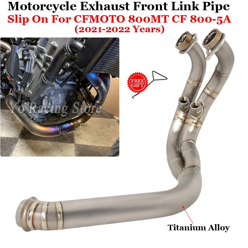 

Motorcycle Exhaust Modify Escape Moto System Muffler Titanium Alloy Front Link Pipe Slip On For CFMOTO 800MT CF 800-5A 2021 2022