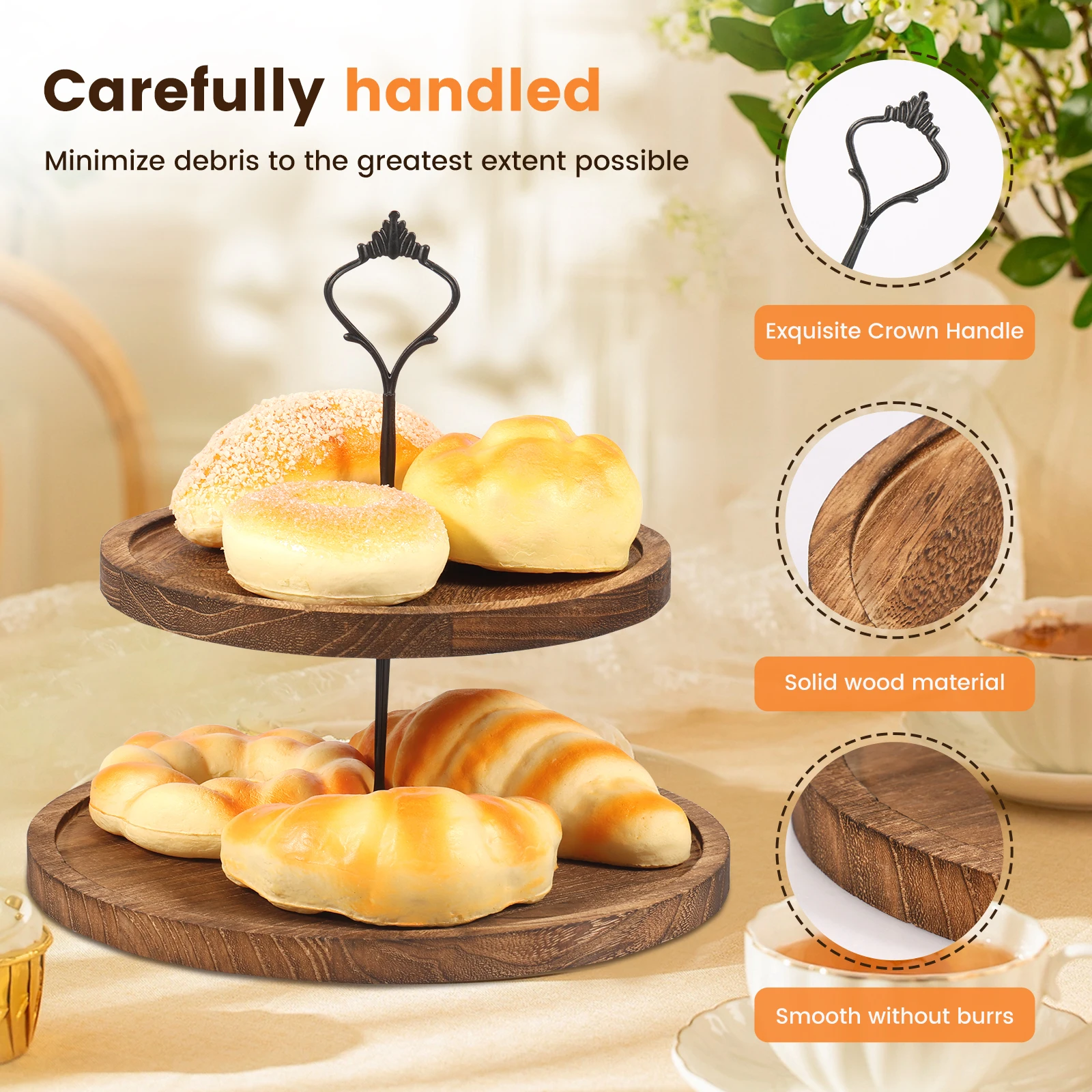 2/3-Layer Wooden Cupcake Stand Round Tiered Cake Display Stand For Birthday Party Dessert Table Fruit Plate Display Tray NEW